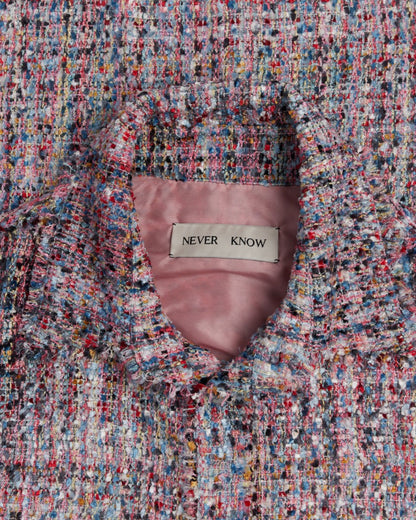 ライラックマルチカラーメランジオーバーサイズローカットツイードシャツ