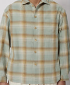 Slate Blue & Sand Plaid Flannel Shirt