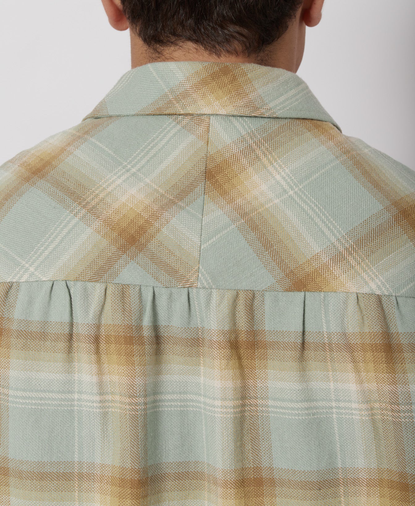 Slate Blue & Sand Plaid Flannel Shirt