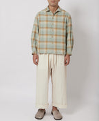 Slate Blue & Sand Plaid Flannel Shirt