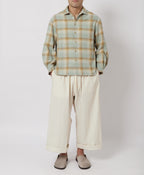Slate Blue & Sand Plaid Flannel Shirt