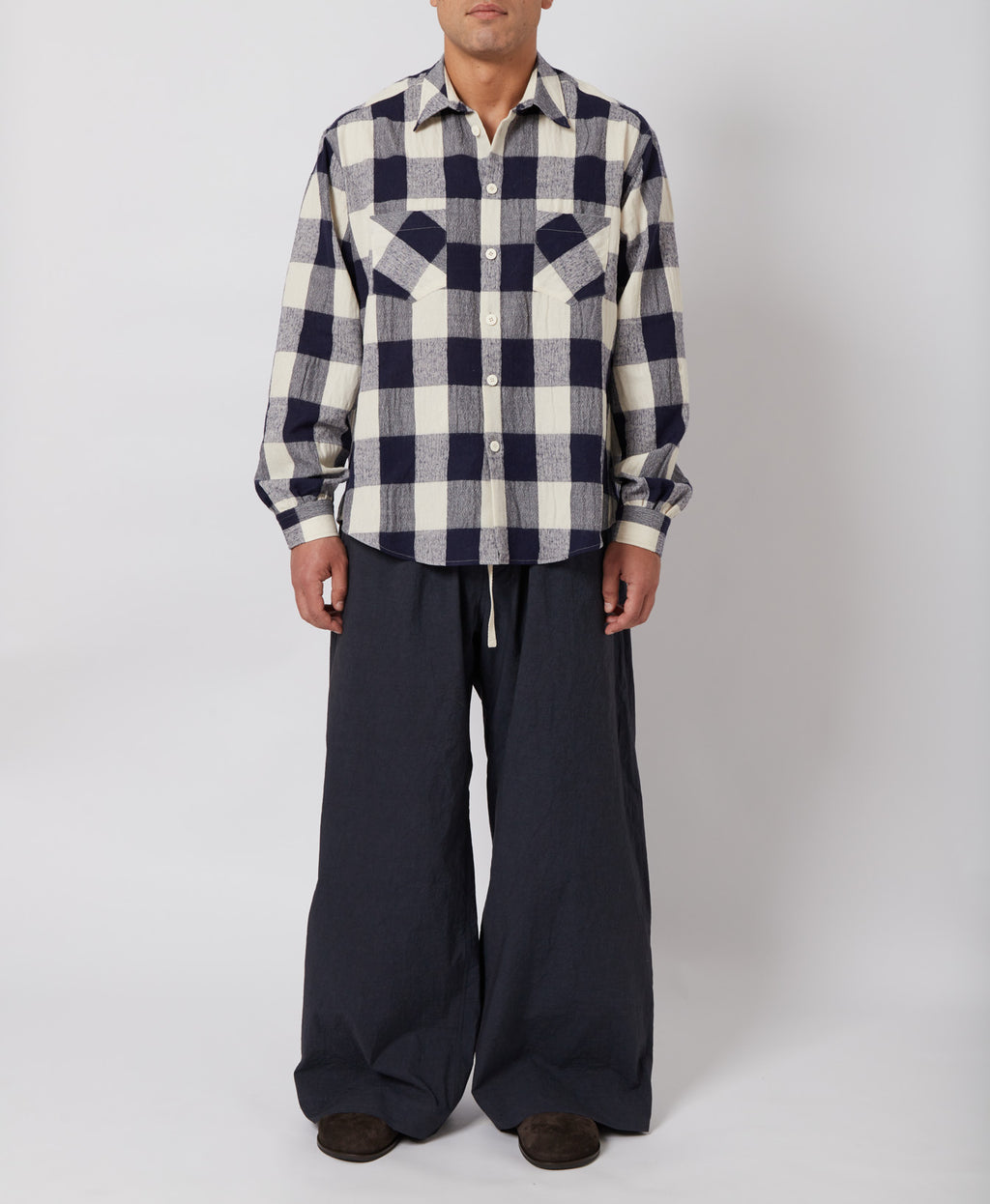 Navy & Bone Large Plaid Flannel Shirt