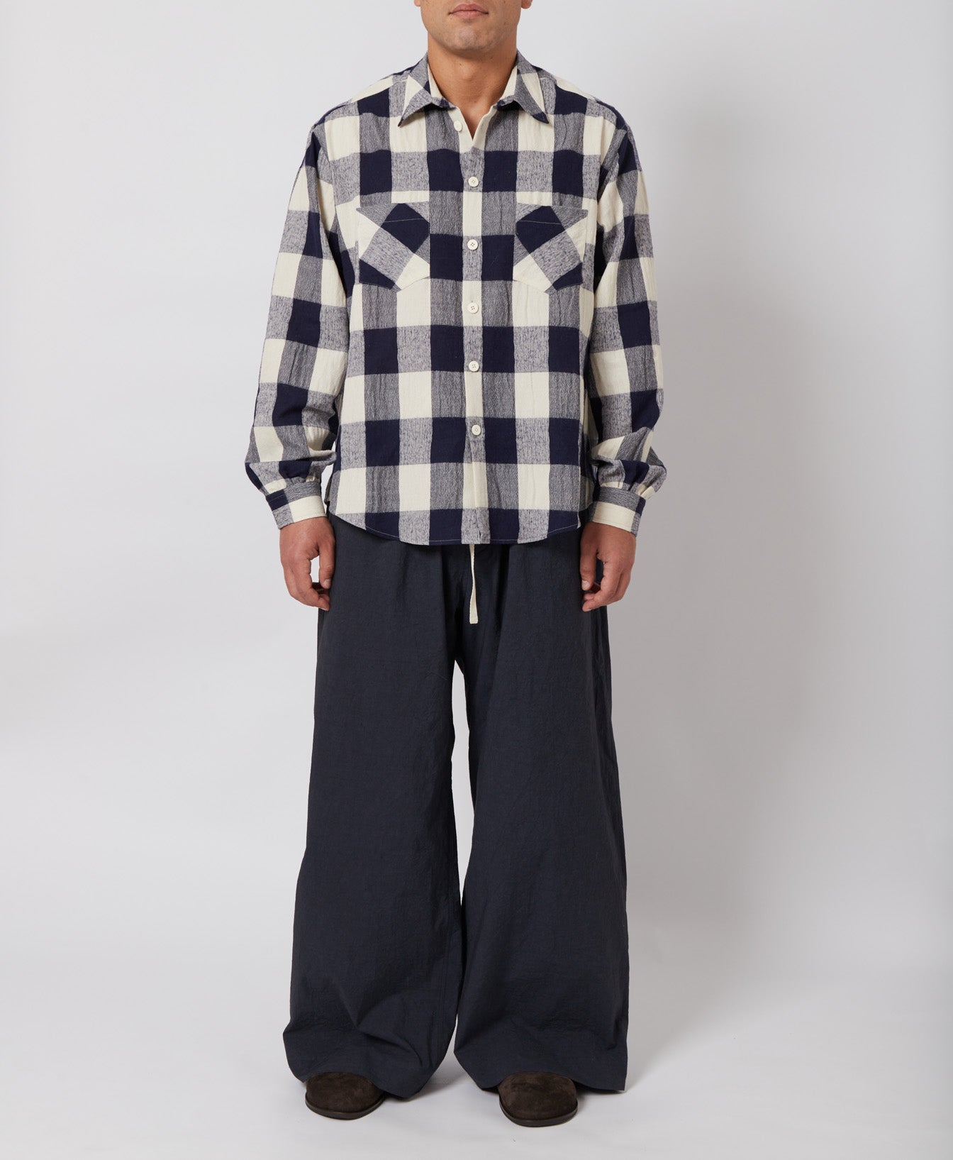 Navy & Bone Large Plaid Flannel Shirt