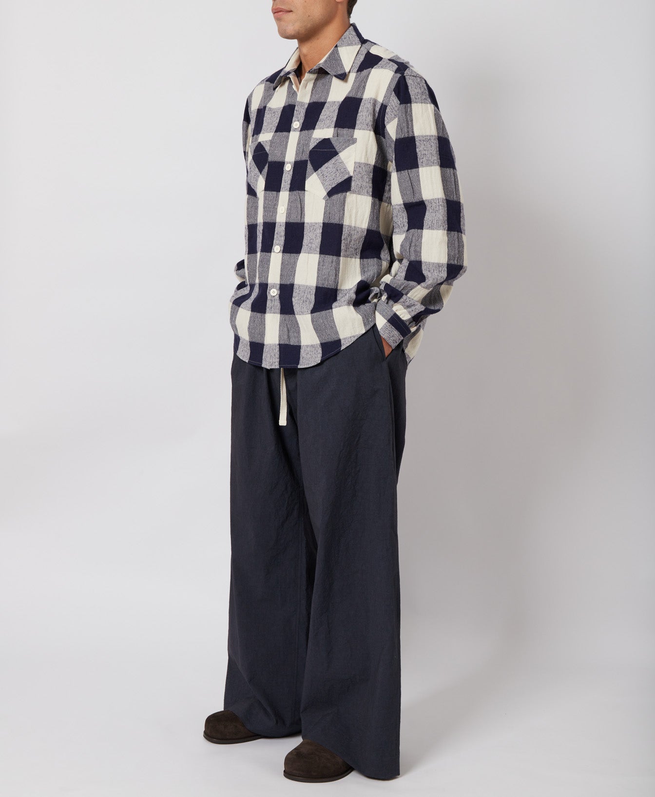 Navy & Bone Large Plaid Flannel Shirt