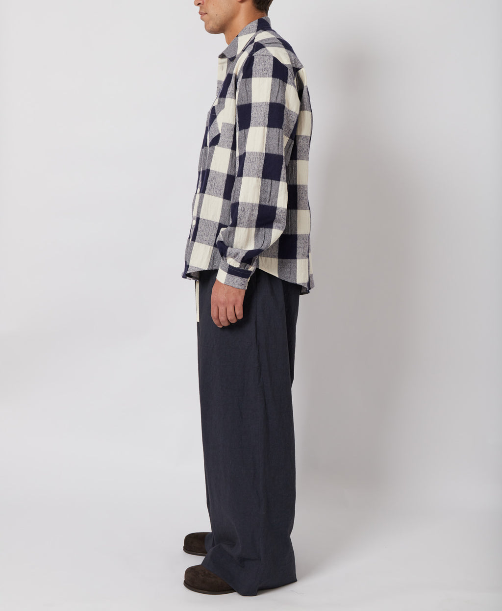 Navy & Bone Large Plaid Flannel Shirt