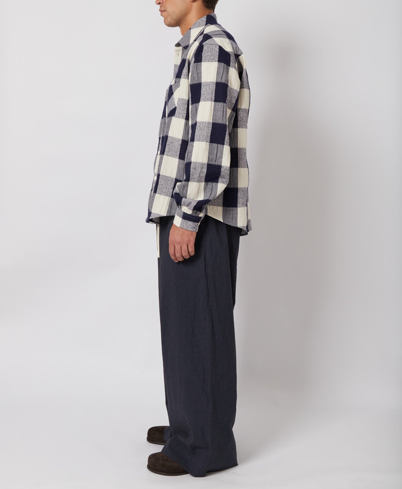 Navy & Bone Large Plaid Flannel Shirt