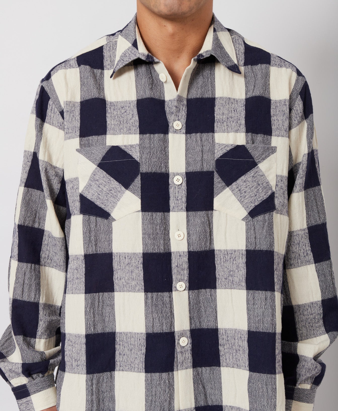Navy & Bone Large Plaid Flannel Shirt