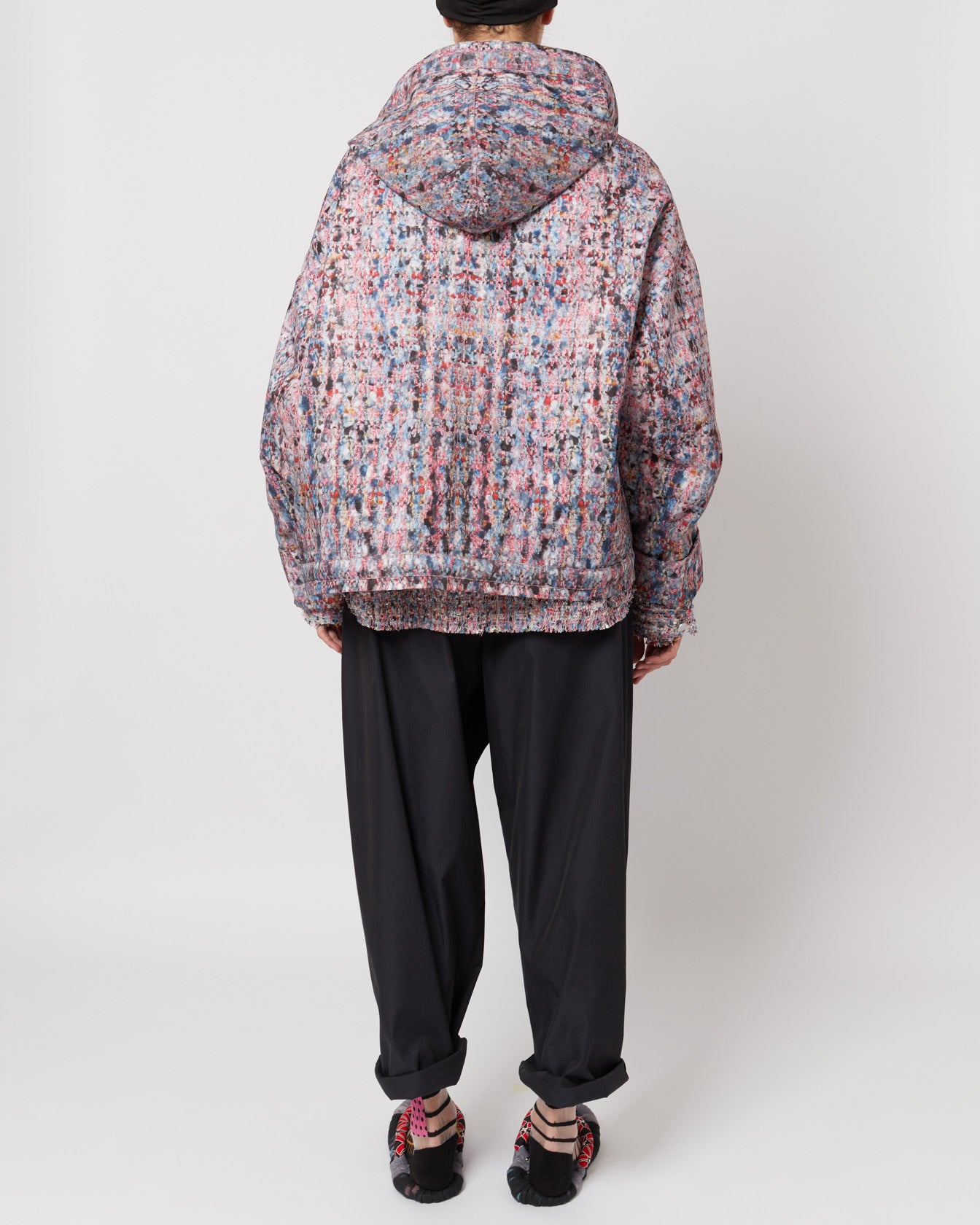 トロンプ・ルイユ ライラックツイード オーバーサイズ フード付きジャケット