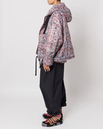 トロンプ・ルイユ ライラックツイード オーバーサイズ フード付きジャケット