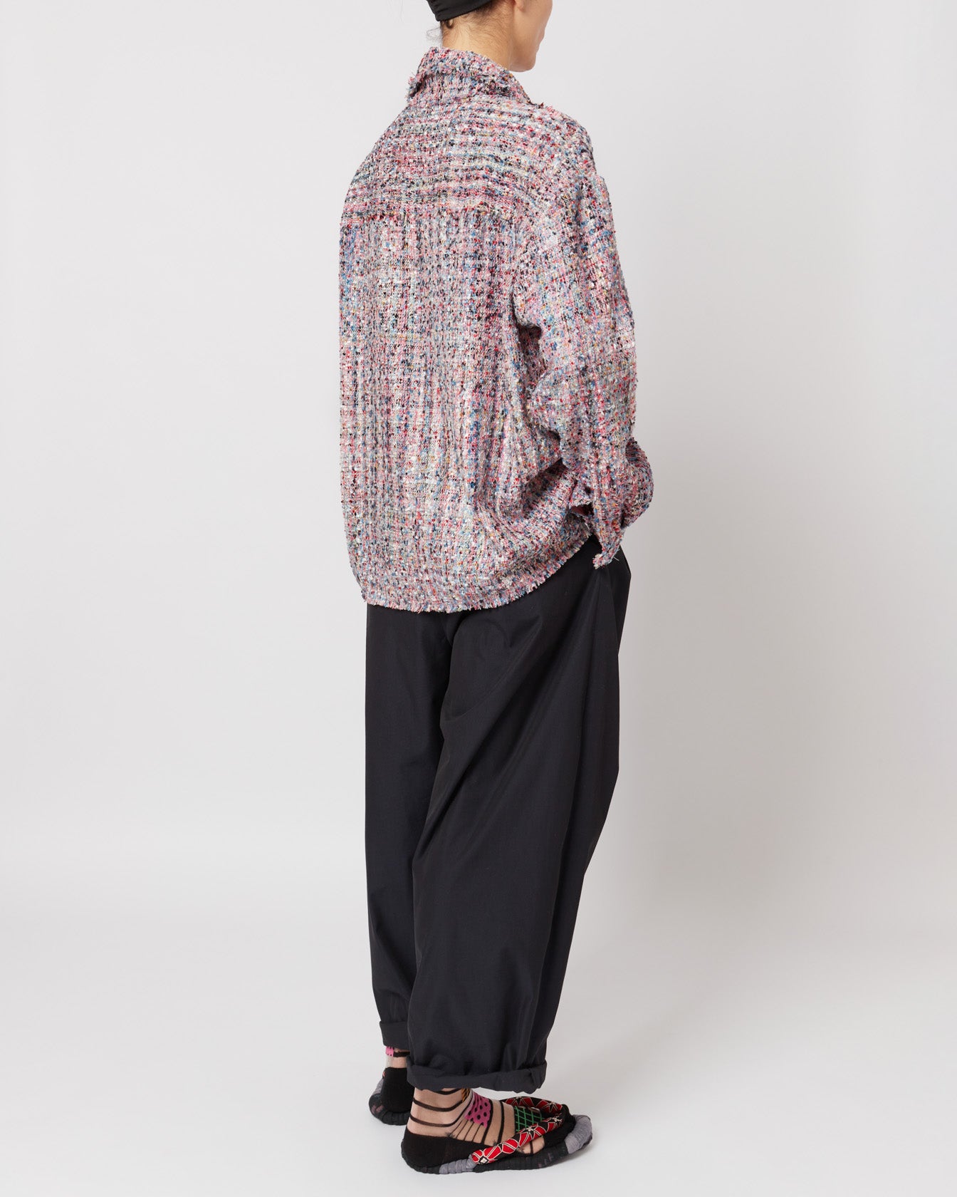 ライラックマルチカラーメランジオーバーサイズローカットツイードシャツ