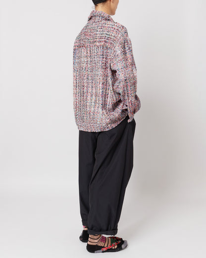 ライラックマルチカラーメランジオーバーサイズローカットツイードシャツ