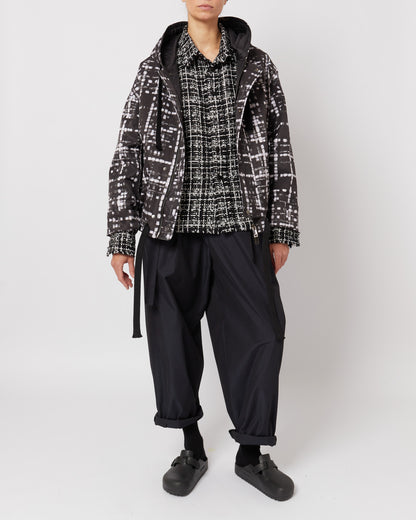 トロンプ・ルイユ ライラックツイード オーバーサイズ フード付きジャケット