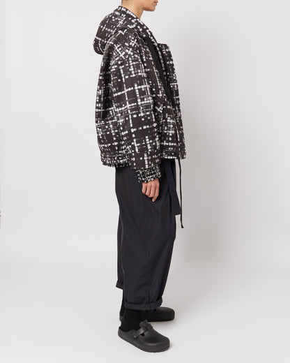 トロンプ・ルイユ ライラックツイード オーバーサイズ フード付きジャケット