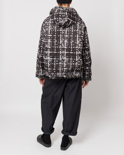 トロンプ・ルイユ ライラックツイード オーバーサイズ フード付きジャケット