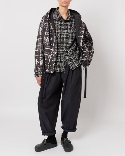 トロンプ・ルイユ ライラックツイード オーバーサイズ フード付きジャケット