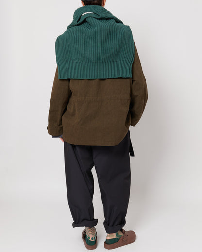 晩夏のグリーンの日本の漁師風オーガニックコットンセーター