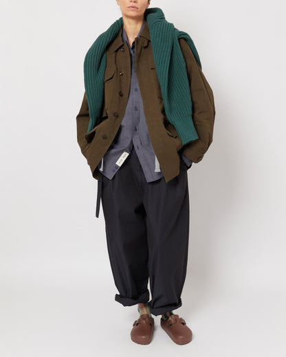 晩夏のグリーンの日本の漁師風オーガニックコットンセーター