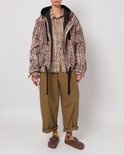 トロンプ・ルイユ ライラックツイード オーバーサイズ フード付きジャケット